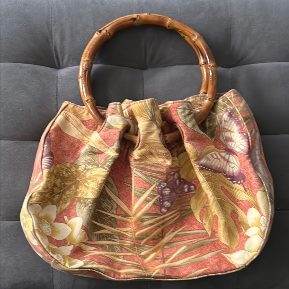 Hawaiian Slouchy Tote with Bamboo Handle